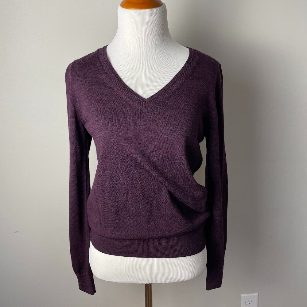 Banana Republic Women’s Wine Merino Wool V-Neck Sweater